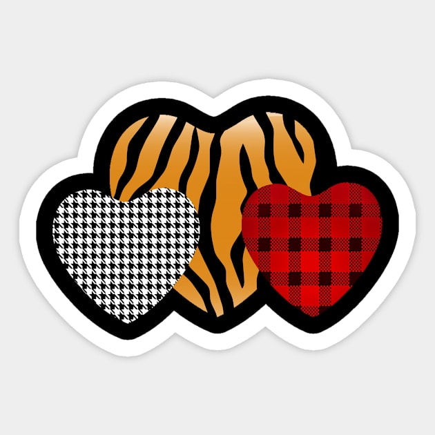 three hearts leopard buffalo plaid valentine day Sticker by karascom